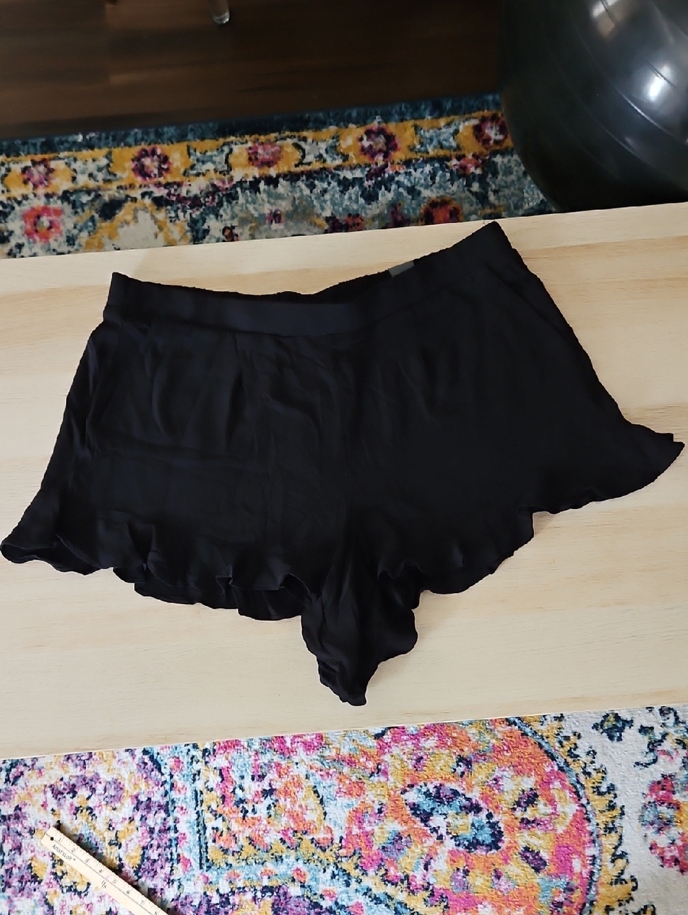 torrid Black Ruffle Hem Linen Blend Shorts
